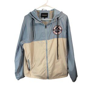 Aeropostale Mens Hooded Windbreaker Jacket XL Two-Tone Blue & Beige Lightweight